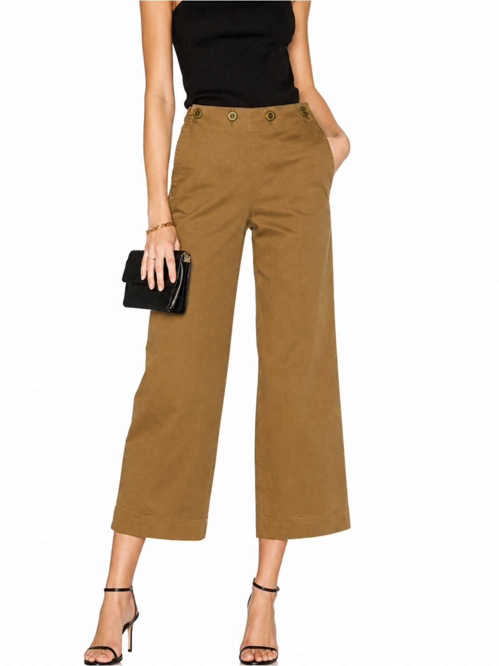 Theory Cropped Wide-Leg Pants Brown size 6 100% cotton